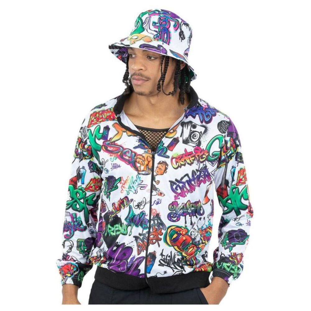 Smiffys Unisex Adult 90s Hip Hop Graffiti Jacket / Multicolored